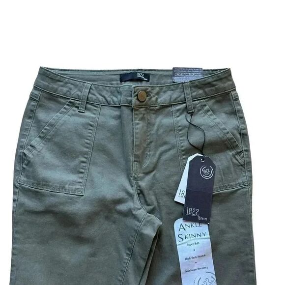 1822 Denim Olive Green Ankle Skinny Cotton Spandex Blend Soft SZ 10 #2193 - Picture 2 of 13